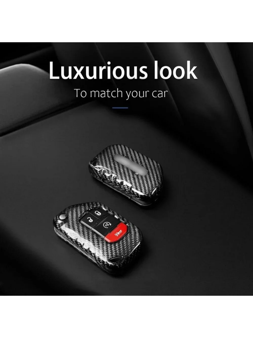 Real Glass Fiber Key Fob Cover for Jeep Wrangler JL JLU Gladiator JT 2018-2025